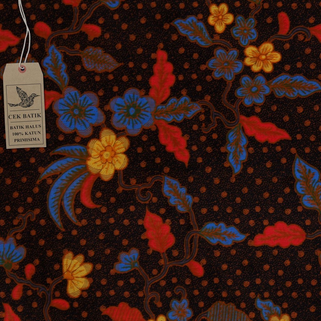 Kain Batik - Motif Bunga Kembar Warna Dasar Hitam Manis