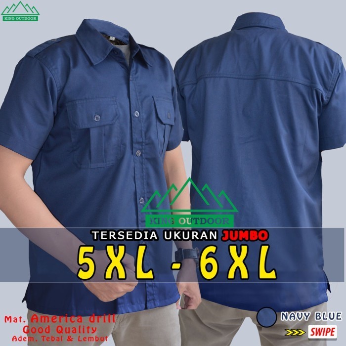 Kemeja Casual Pria Wanita Size Jumbo (5Xl-6Xl) Lengan Dek Baju Pdh