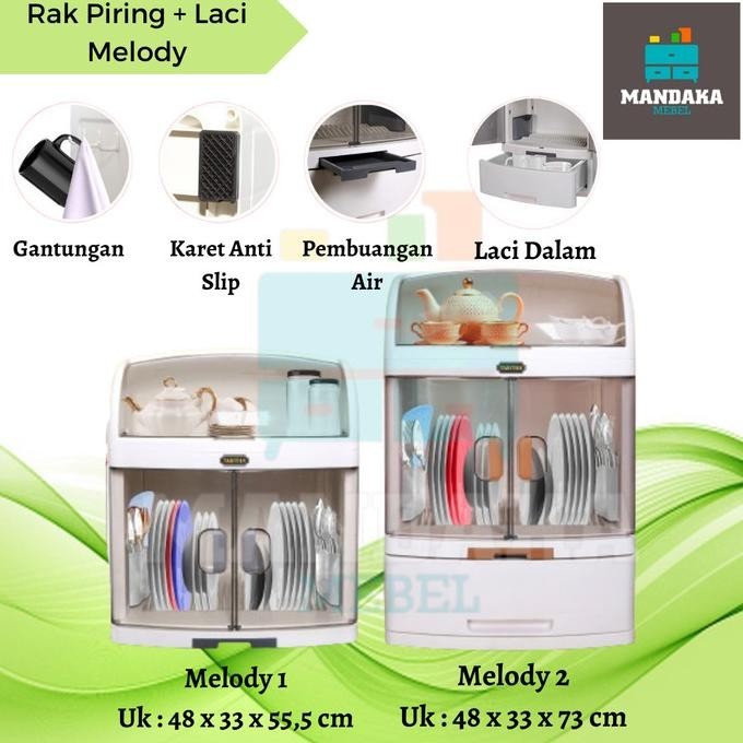 Rak Piring + Laci / Rak piring plastik - Melody