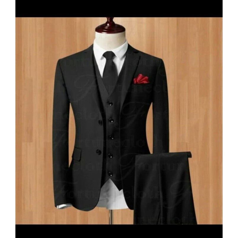 Jas Formal Pria Stelan Jas Dan Celana Hitam