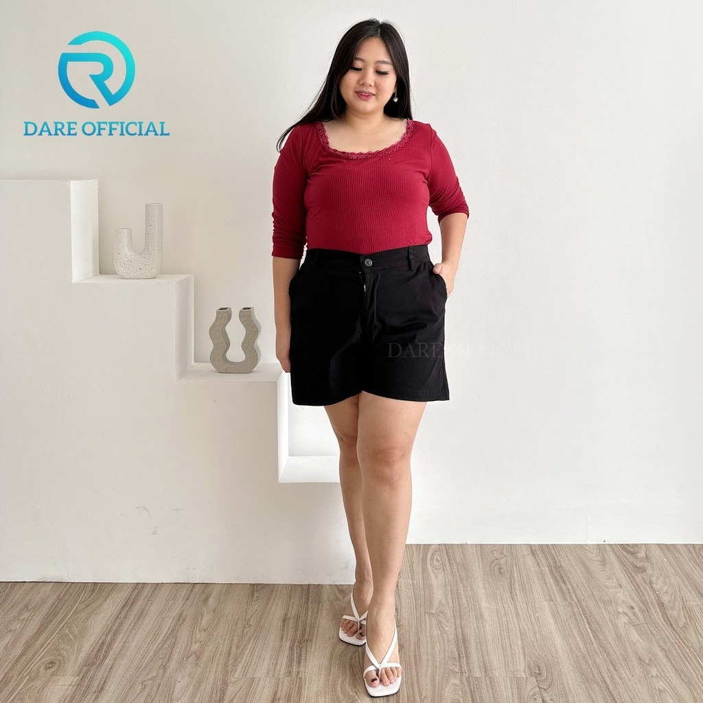 [ONLINE EXCLUSIVE] Lyn Hot Pants Jumbo Bahan Twill Stretch Celana Pendek Wanita XXXXL Super Big Size