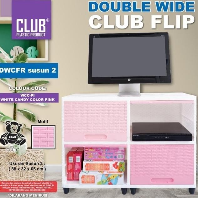 Lemari Plastik Flip 3 susun CLUB/ Double Wide Club Flip3 susun - DWCF3 Ready stock