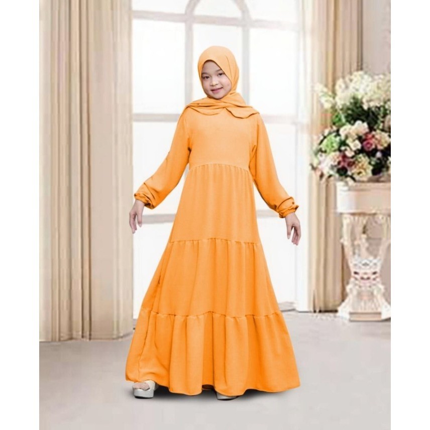 Terbaru Sakura Dress Gamis Anak Perempuan Tanggung Motif Bunga Bahan Cerity Babydoll Full Furing Apl