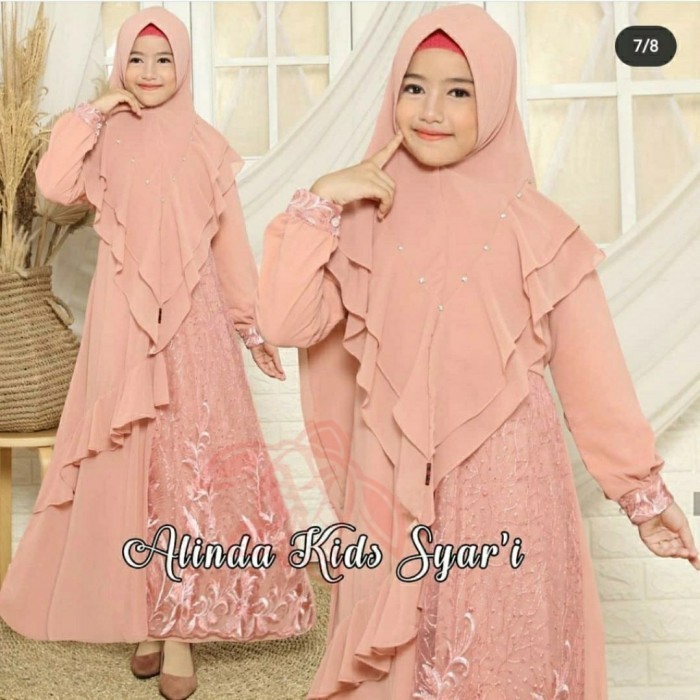 Miselli Kids Syari | Gamis Syari Anak Model Terbaru Lebaran 2023 Gamis Anak Syari Bergo Alinda Kid
