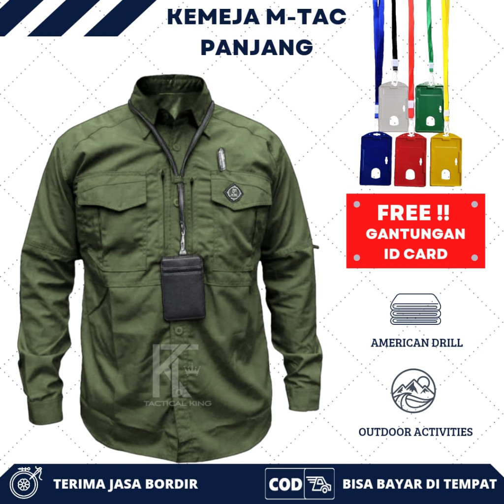 [HIGH QUALITY COLLECTIONS] Grosir Kemeja Tactical M-TAC Free Gantungan ID Card/Kemeja Reskrim/Kemeja