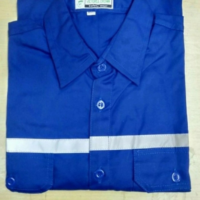 BAJU SAFETY K3 PROYEK SETELAN BIRU BCA SERAGAM KERJA PRIA BAJU CELANA