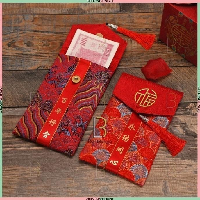 

like new dompet angpao imlek 2021 kain bordir motif TERLARIS