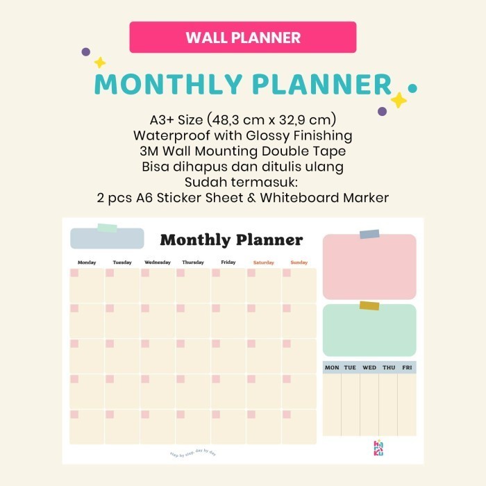 

BARANG TERLARIS Study Planner Schedule Board - Wall Planner - Hariku Studio