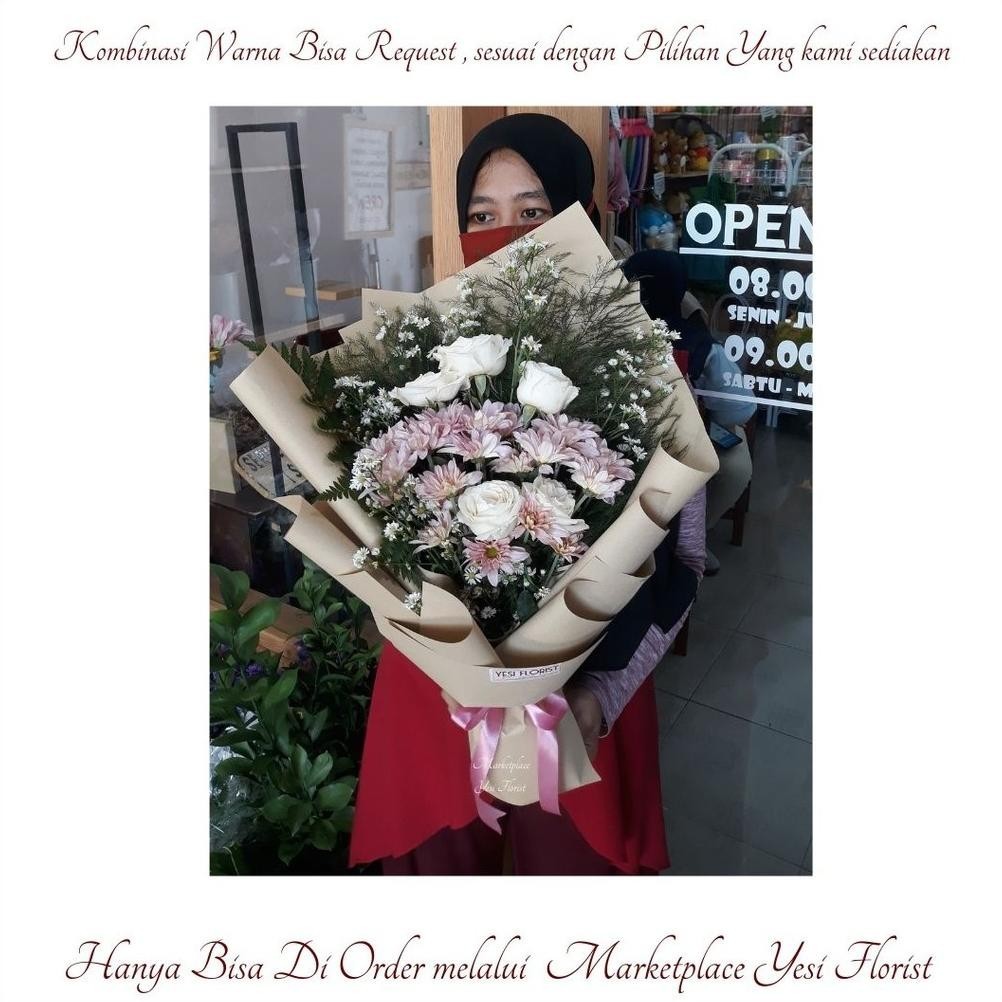 "Keanggunan yang sesuai dengan kebutuhan Anda." [Ready / tidak PO / bisa dikirim hari ini] Buket Bunga Asli Semarang || Buket Murah || Handbouquet Fresh Flower || kado valentine pernikahan ulang tahun || BOUQUET SEMARANG MURAH || BOUQUET BUNGA || BOUQUET