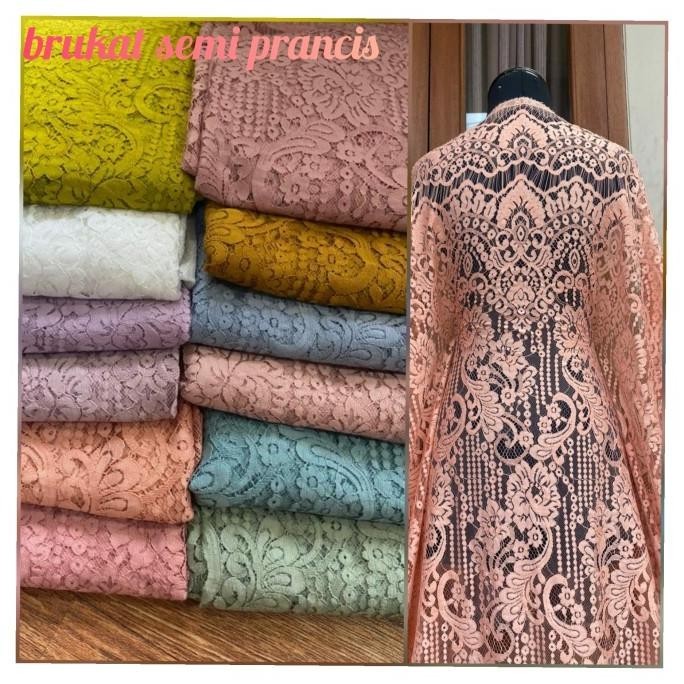New Kain Brokat Semi Prancis Bahan Kebaya Bahan Brukat Cantily - Kebaya Original