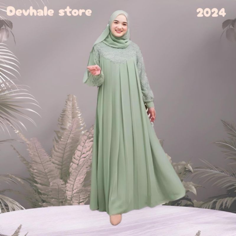 GAMIS DEWASA SET HIJAB INARA MOM/GAMIS LEBARAN 2024/DRESS GAMIS KONDANGAN DEWASA PLUS KERUDUNG/GAMIS