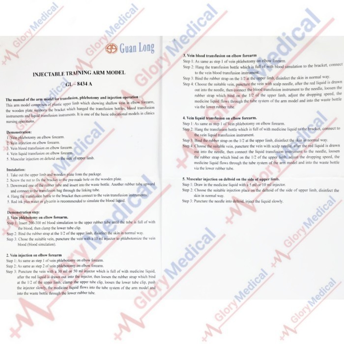 Phanton Minikin Tangan infus Set Alat Peraga Manekin Guan Long