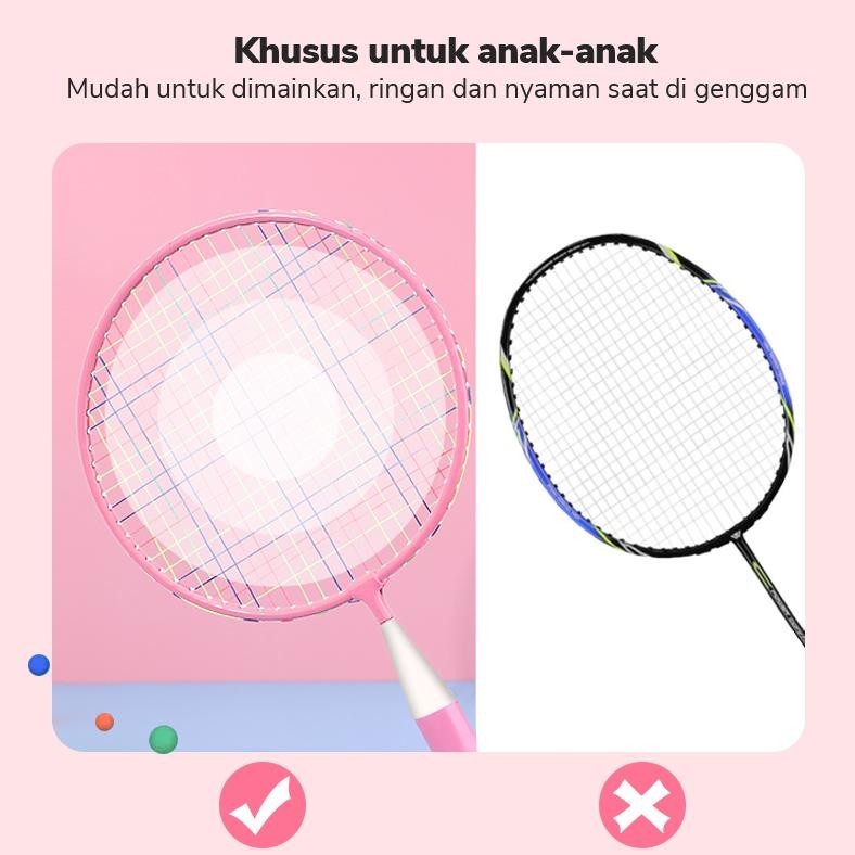 Raket Bulutangkis/ Raket Badminton Anak ( Usia 3-6-12 Tahun Untuk Tk/ Sd) Dengan Tas Elegan Dan Shut