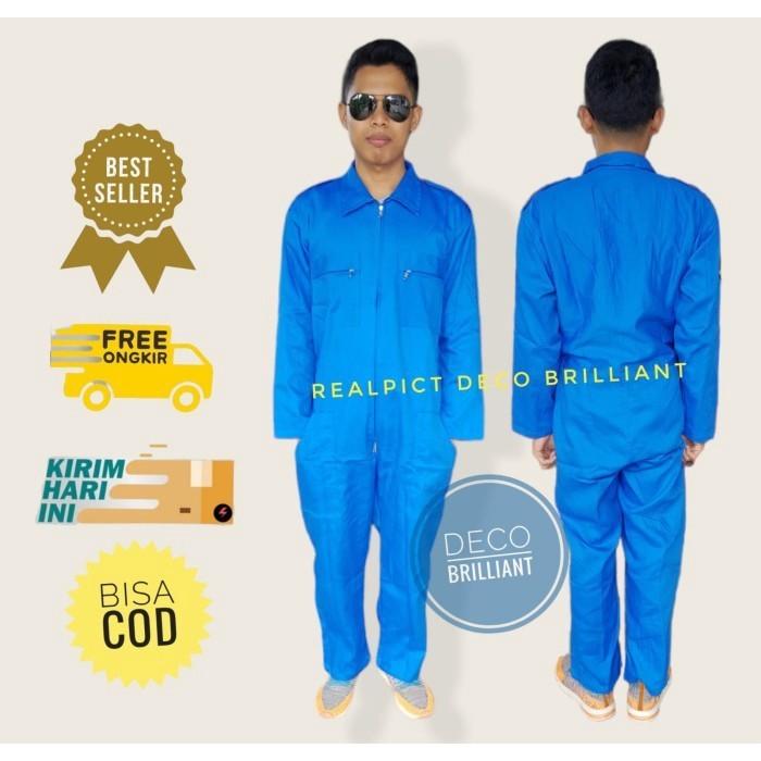 [FRESH STYLE] GET IT NOW Katelpak Polos/ Wearpak Terusan/ Coverall/ Seragam Proyek - Hitam, M