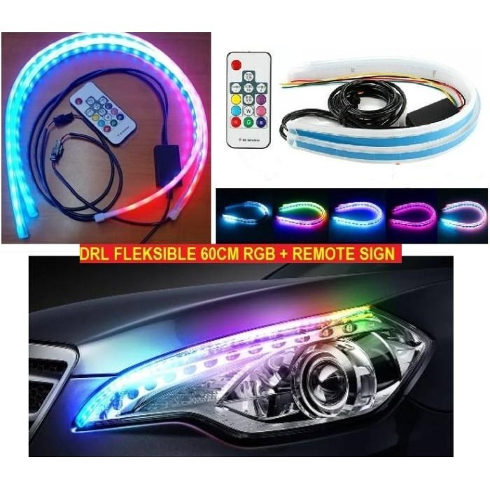 LAMPU LED DRL ALIS SLIM SEIN SIGN RGB REMOTE MOBIL BRIO