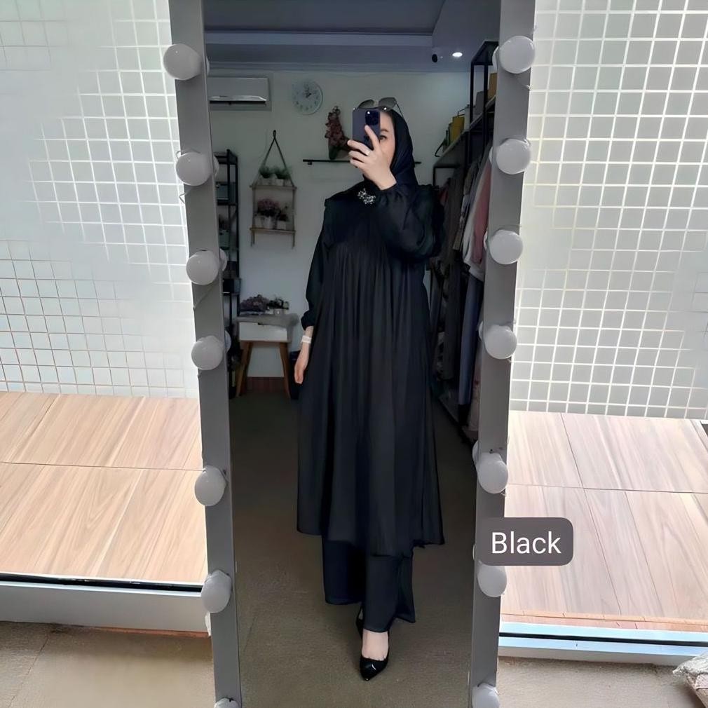 Produk Berkualitas Tinggi ONE SET TUNIK POLOS SHIMER PREMIUM - SETELAN TUNIK SHIMER NEW CELANA KULOT