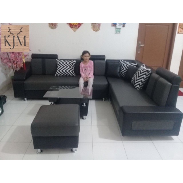 sofa KJM 32 sudut plus puff Full Oscar
