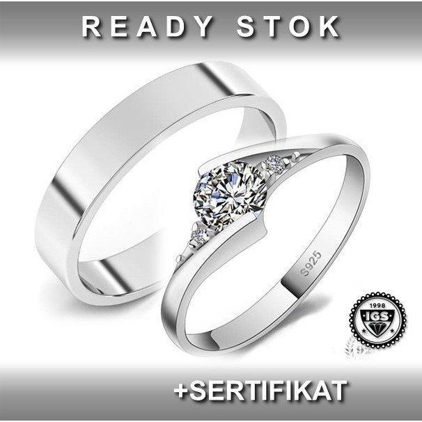 Cincin Tunangan/Nikah/Couple Pria Wanita Lapis Emas Putih/Platinum 03