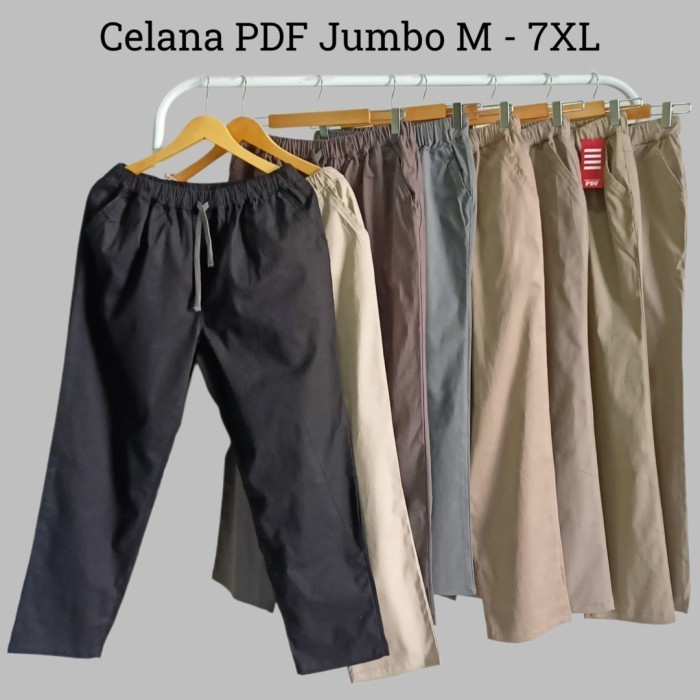 Celana Pdf Panjang Jumbo M-Xl Pria/Wanita Katun Twill Stretch Tebal