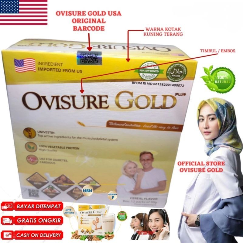 

OVISURE GOLD Origanal Susu Nutrisi Untuk Tulang Sendi | Ovisure Gold isi 12 saset