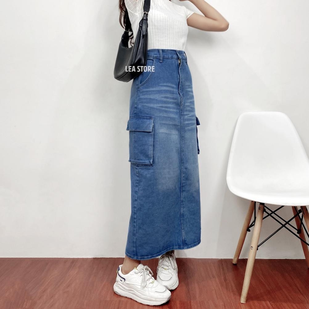 GINA CARGO SKIRT JEANS / ROK PANJANG WANITA / LEA STORE