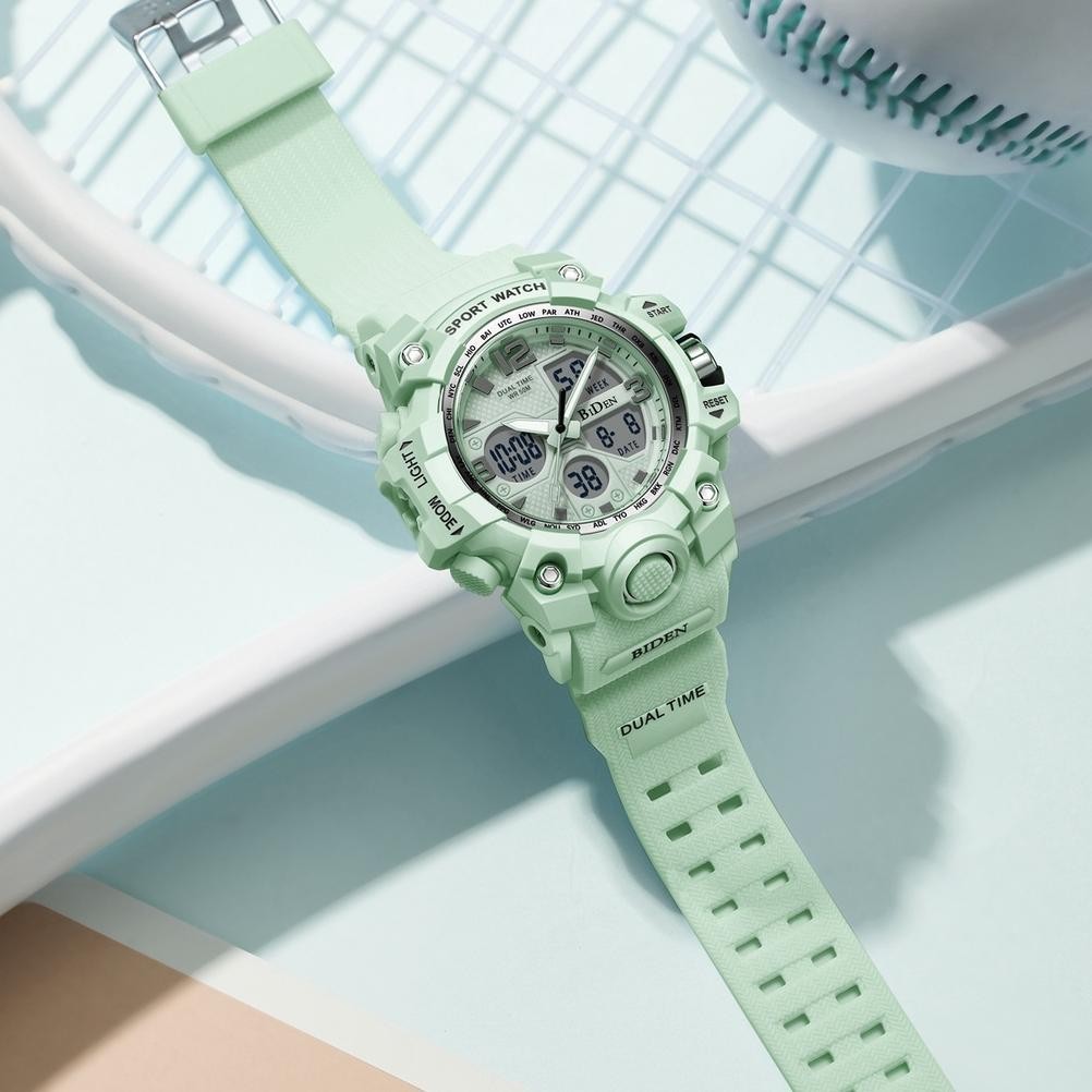 {JAM} BIDEN Jam Tangan Wanita Original Anti Air Multifungsi Olahraga Digital Analog Tali Silikon Jam