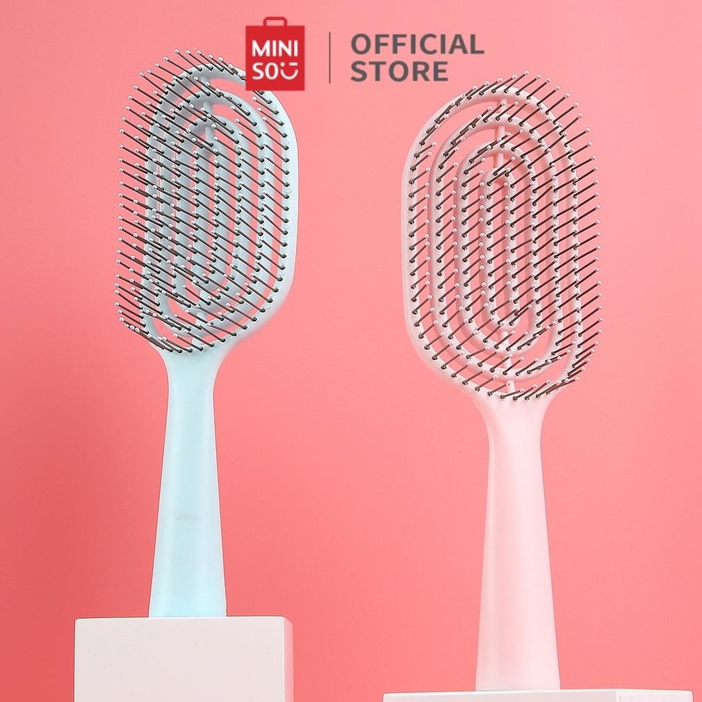 PREMIUM Miniso sisir rambut mini portabel vertikal membersihkan diri scalp massager sisir kecil anti