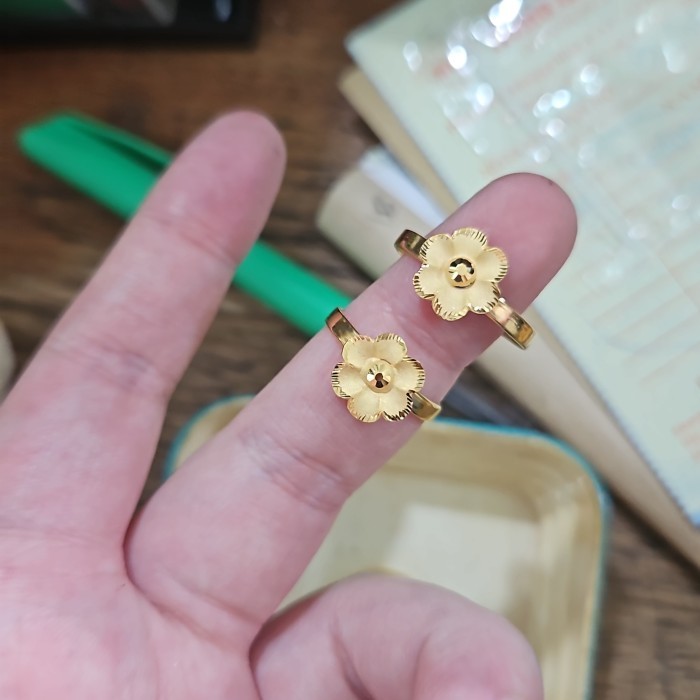 Cincin Wanita Bunga Kendari Kuning Gold Emas 375 Ubs Ring 16 17