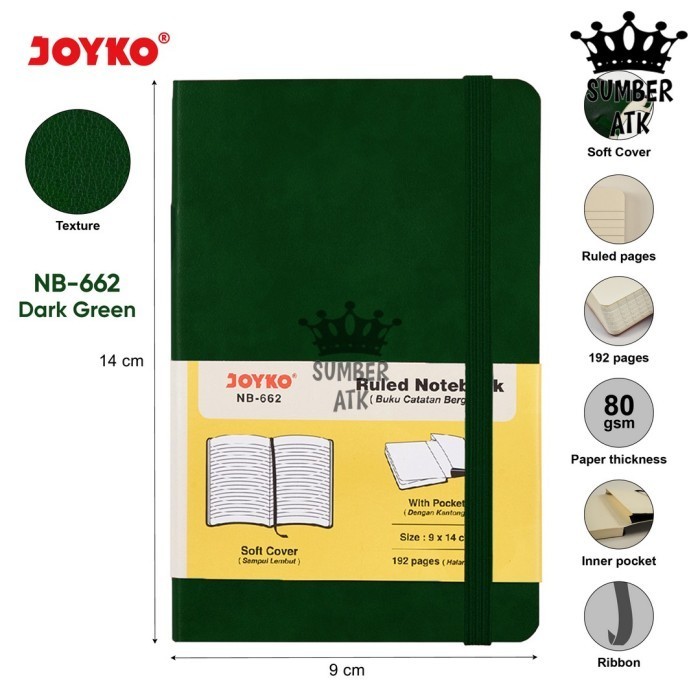 

Gaya Ruled Notebook Diary Buku Catatan Bergaris Joyko Nb-662 Dark Green Terbatas