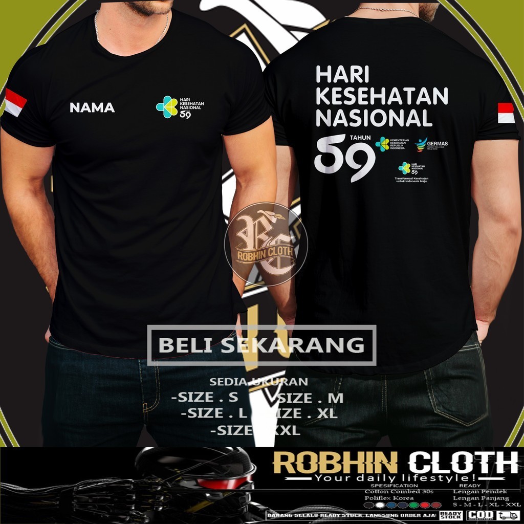 Kaos Baju HKN Hari Kesehatan Nasional 59 2023 Gratis Nama Kamu DB Kaos Distro