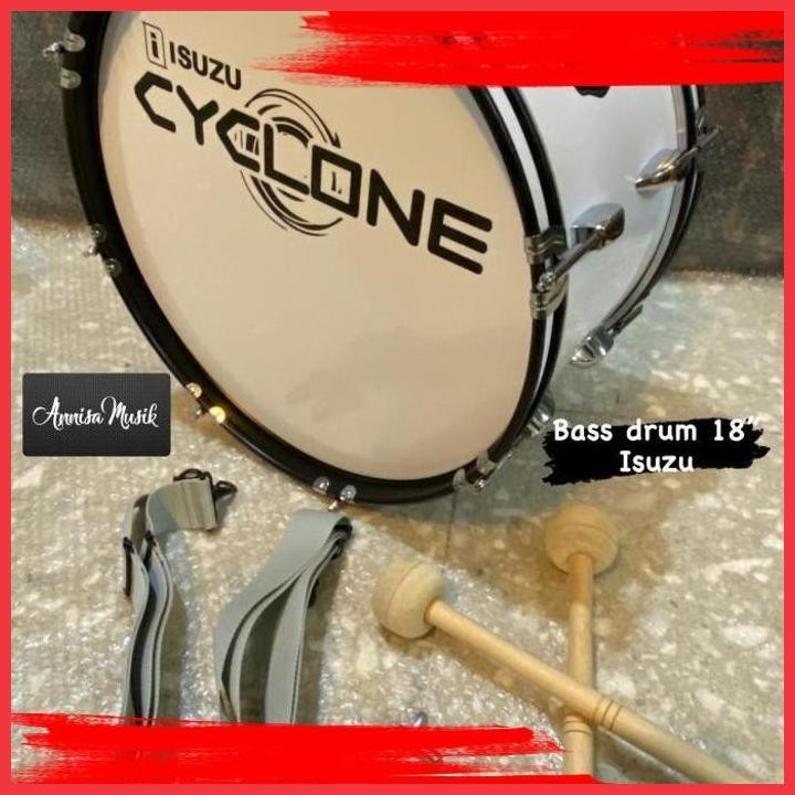 (ANIS) BASS DRUM CYCLONE ISUZU 18" JBMB 1810 WHITE, DRUM BAND, MARCHINGBAND