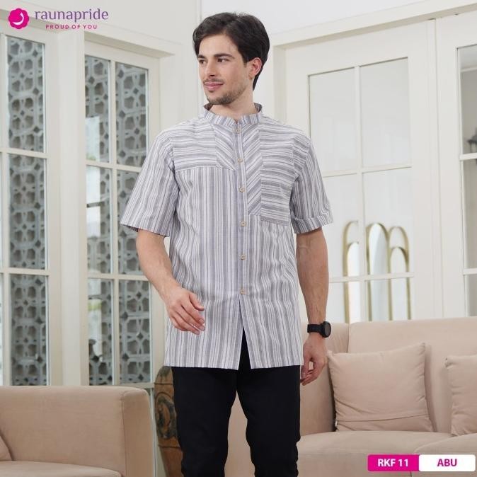 Ready Rauna - Baju Muslim - Sarimbit - Koko Dewasa 11 Abu Berkualitas