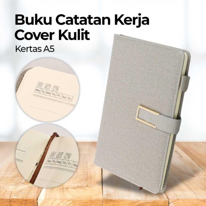 

Limited Buku Agenda Catatan Kerja Binder Map Cover Kulit Kertas A5 - Gray Promo