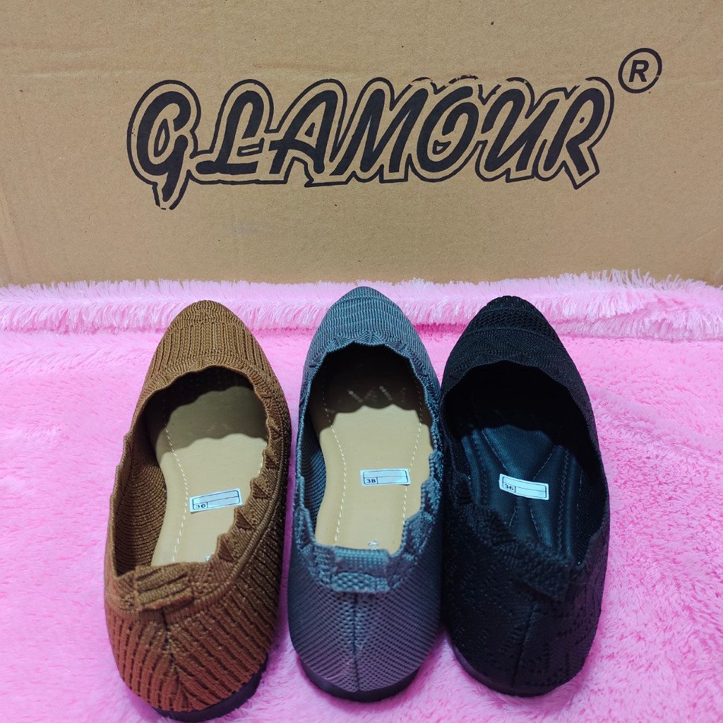 [BEST DEAL] Sepatu Balet Rajut Teplek Wanita merk GLAMOUR type Larisa Tanpa Hak