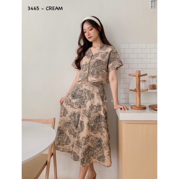 Setelan Wanita Korea Atasan Rok / Set Baju Lengan Dek Rok Santai