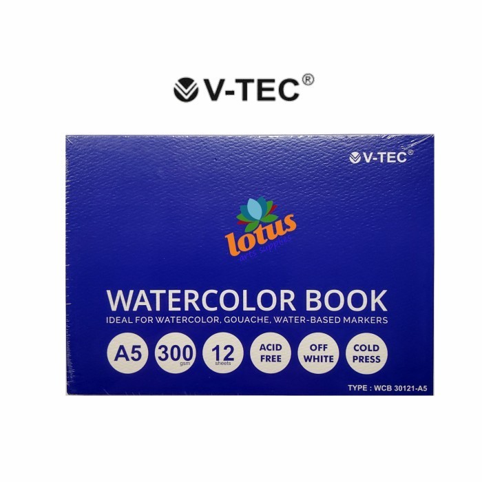 

Hot Sale V-Tec Watercolor Book A5 300Gsm 12 Lembar Promo