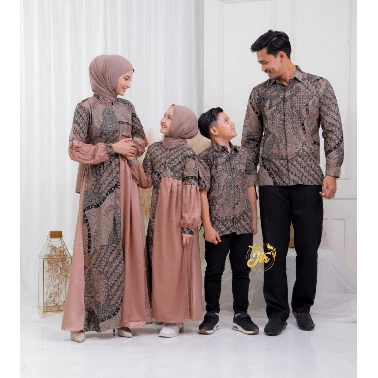 Update Baju Seragam Keluarga Muslim / Batik Couple Keluarga Modern - Motif A, Hem Anak (M) ..