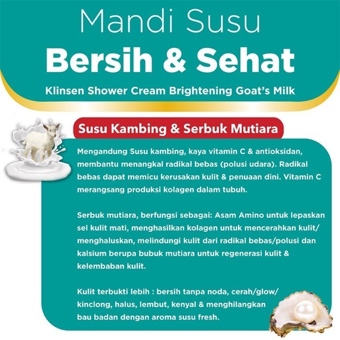 

Ersya - Klinsen Shower Cream Brightening Goats Milk 1000Ml - Sabun Mandi Cair