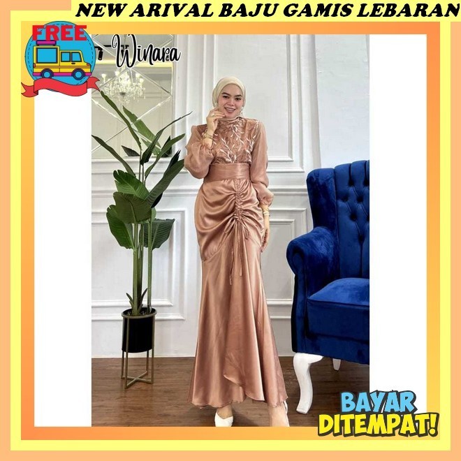 Kode Buj404 Baju Gamis Wanita Lebaran Terbaru 2023 Kekinian Original Mewah Dress Muslim Kekinian Rem