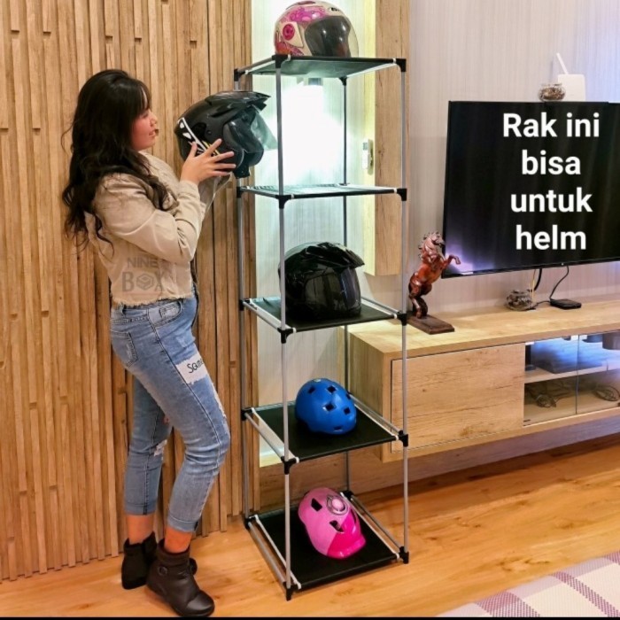 Rak Tas/Tempat Tas/Rak Helm/ Rak Besi 5 Susun Ninebox