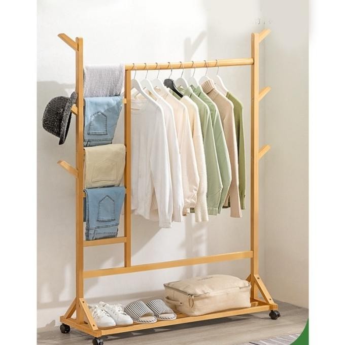 Greenland Rak Gantung Baju Kayu Gantungan Baju Celanan Stand Hanger Saginayuyu