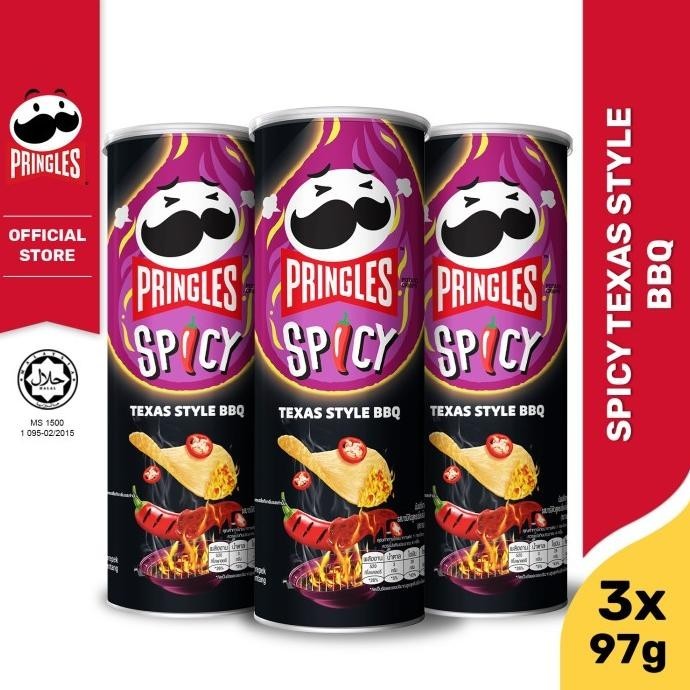 

[BUNDLE 3pcs] Pringles Spicy Texas Style BBQ Keripik 97g