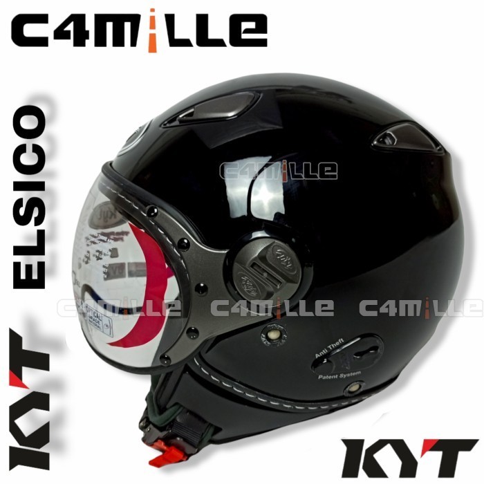 HELM KYT ELSICO BLACK HALF FACE RETRO