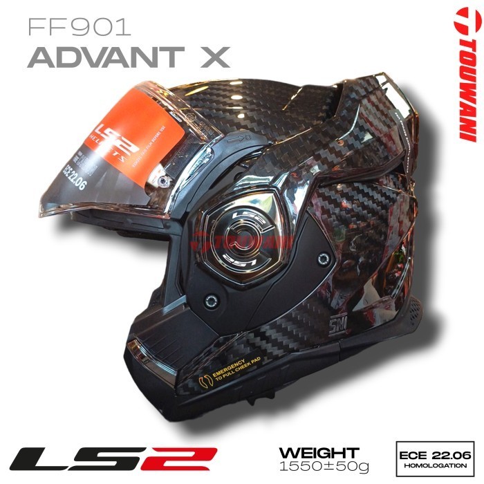 Helm Modular LS2 FF901 Advant-X Gloss Carbon Solid