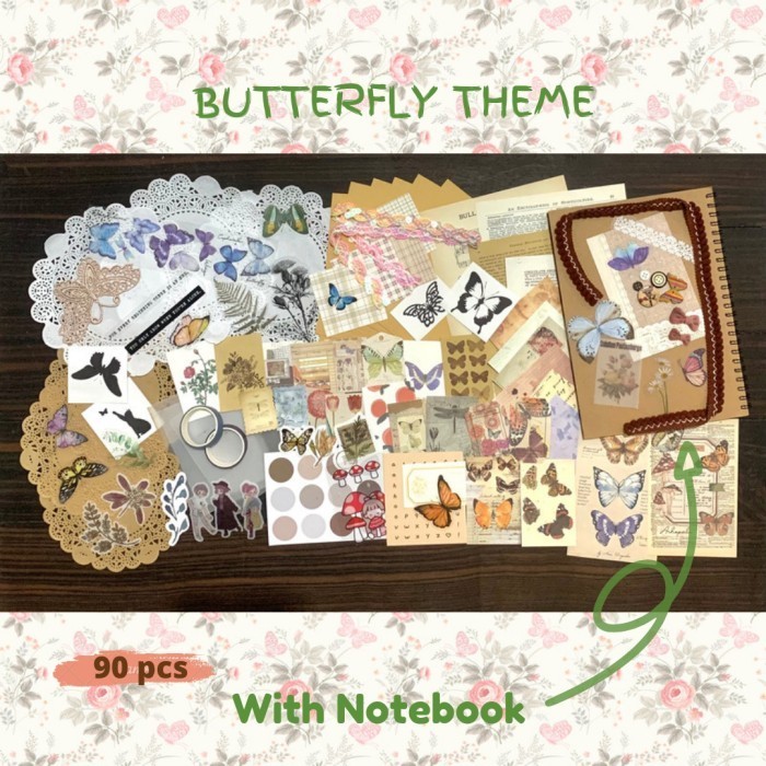 

Bagus Journal Kit Set Journaling Kit Bujo Scrapbook Set Jurnal Kit Butterfly Terbatas