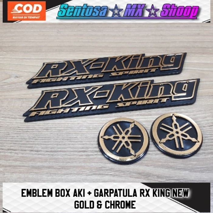ASLI EMBLEM / LOGO PAKETAN RX KING NEW TUTUP AKI + GARPATULA TANGKI