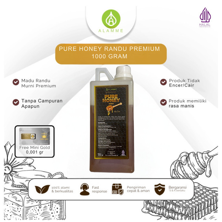 

Pure Raw Honey Madu Randu Murni 100% Original PREMIUM Alamme 1 KG