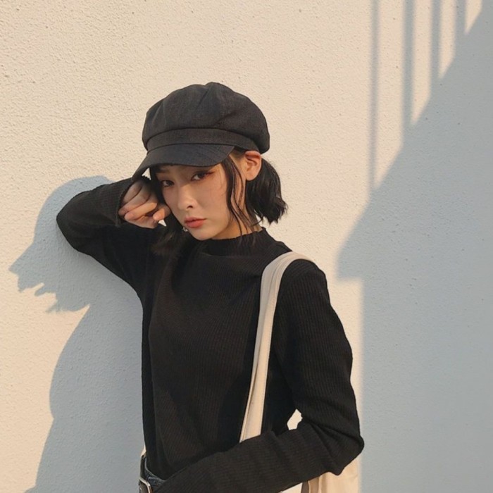 Flash Sale topi wanita korea hitam polos SALE