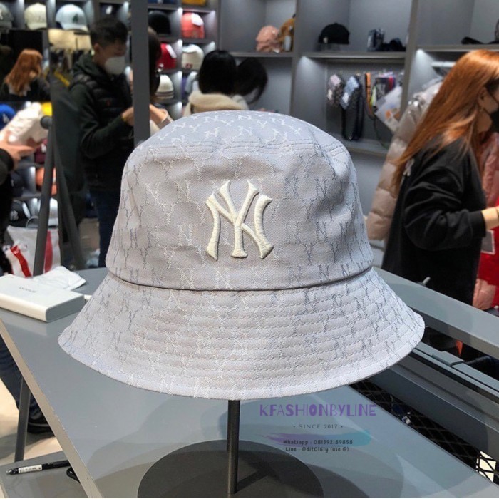 Free ongkir MLB Classic Monogram Jacquard Bucket Hat New York Yankees (GREY)