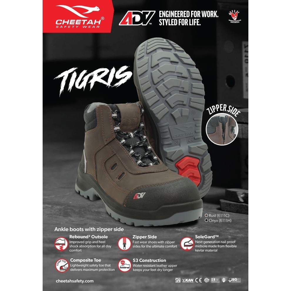 Sepatu Safety Cheetah 6111C Tigris Brown